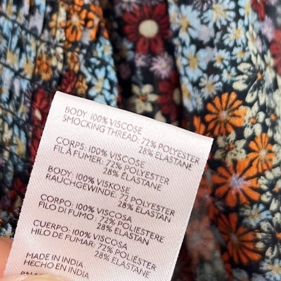 NWT Free People Back On Smocked Puff Sleeve Floral Print Crop Top - Picture 8 of 8